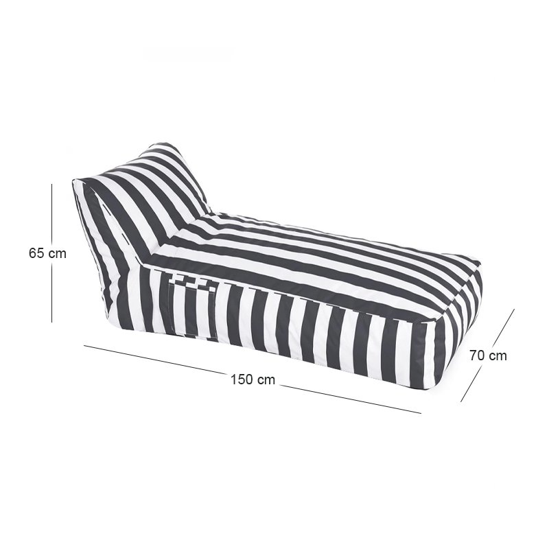 TACO MAX Lounge Bean Bag Striped White/Grey 100% waterproof