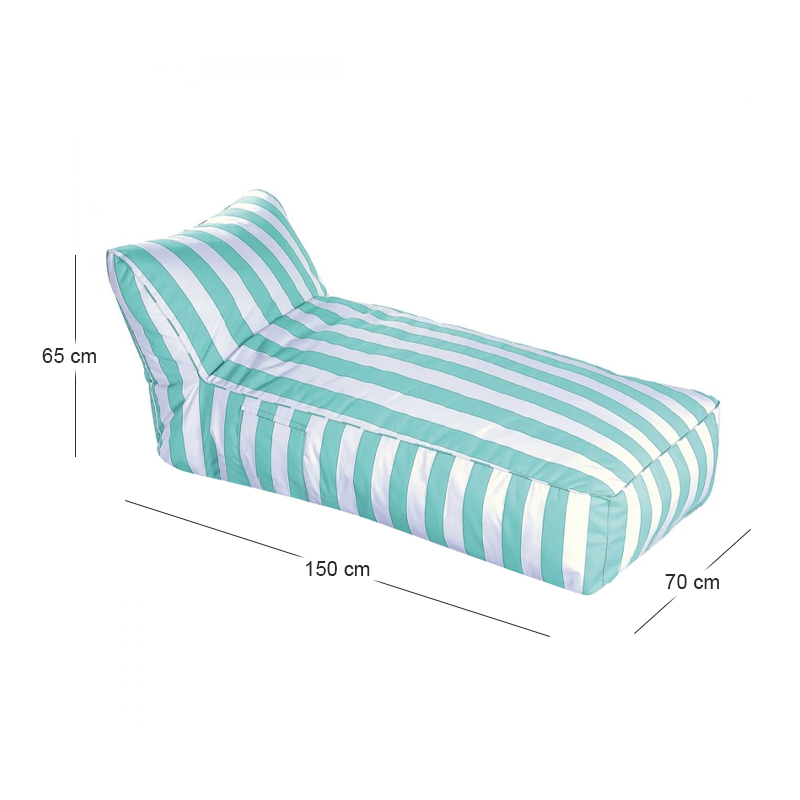 TACO MAX Lounge Bean Bag Striped White/Turquoise 100% waterproof