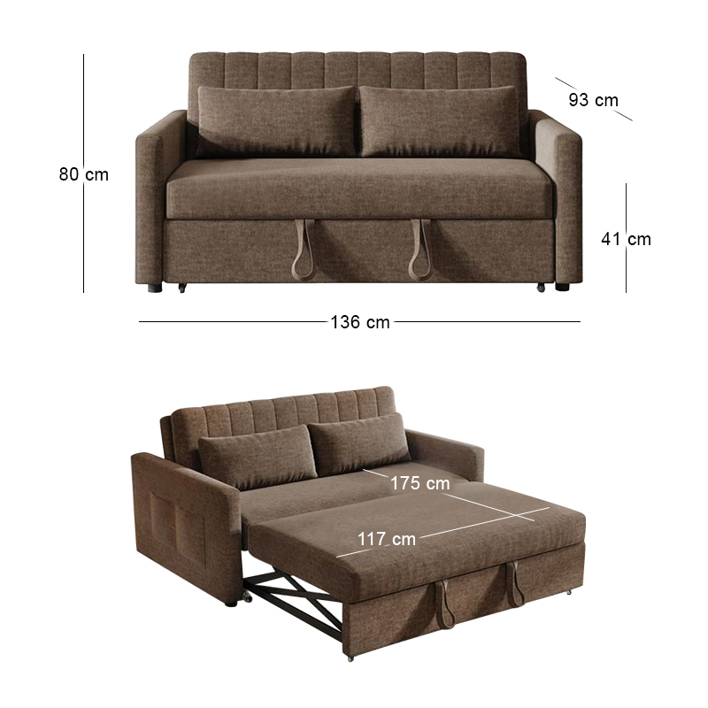 TEMPO-W Sofabed Fabric Brown