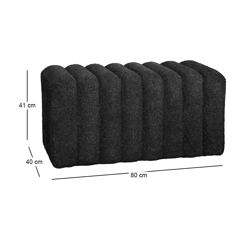 TOGO Stool Teddy Black Fabric 80x40x41cm