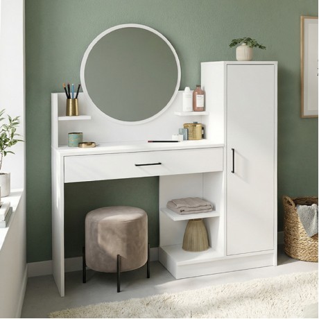 Τουαλέτα με καθρέπτη Andera Megapap χρώμα λευκό 123,9x35x144,4εκ.