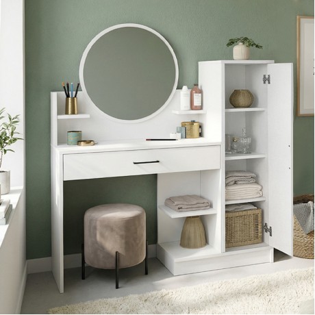 Τουαλέτα με καθρέπτη Andera Megapap χρώμα λευκό 123,9x35x144,4εκ.