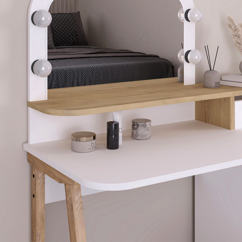 Avien Megapap melamine dressing table in white - oak color 105x51.1x131cm.