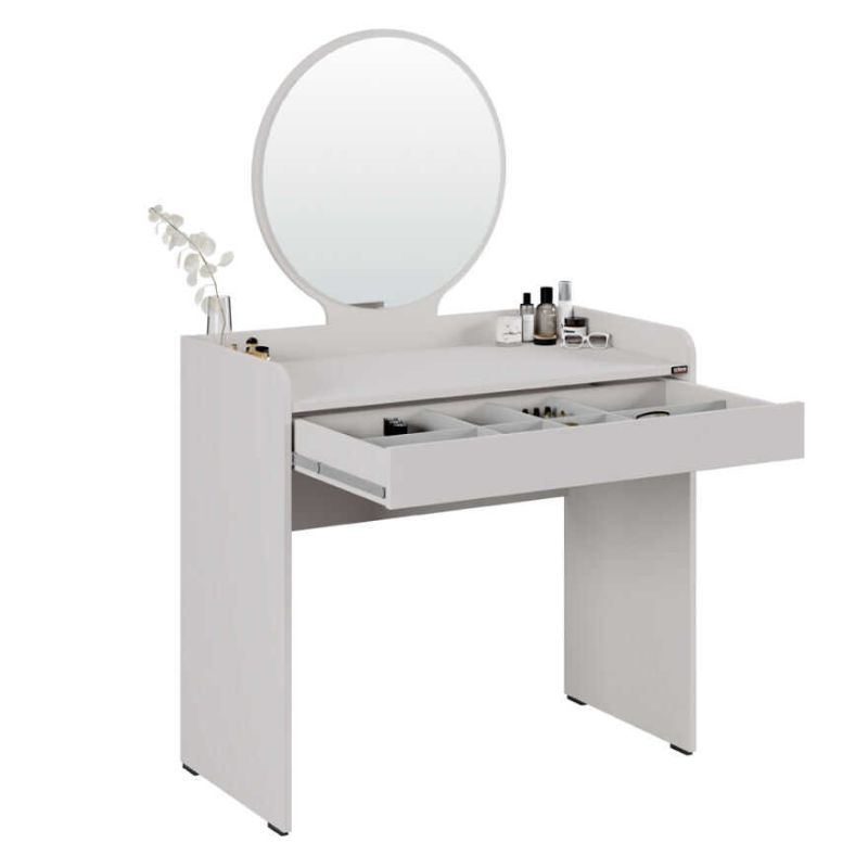 Curve Megapap melamine dressing table in white color 90x47x142cm.
