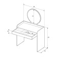 Curve Megapap melamine dressing table in white color 90x47x142cm.