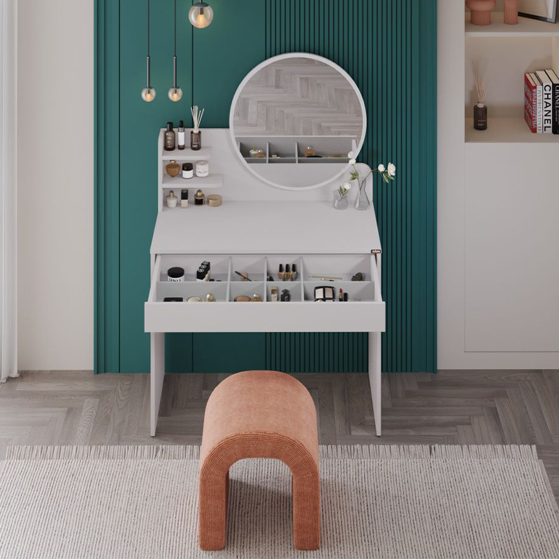 Dior Megapap melamine dressing table in white color 90x45x138cm.
