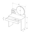Dior Megapap melamine dressing table in white color 90x45x138cm.