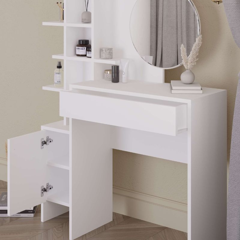 Mup Megapap melamine dressing table in white color 105x35x151cm.