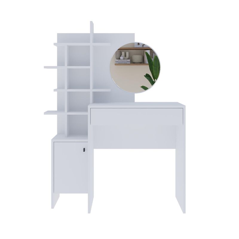 Mup Megapap melamine dressing table in white color 105x35x151cm.