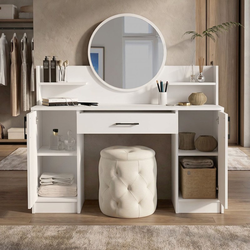 Talos Megapap melamine dressing table in white color 135x40x144.2cm.