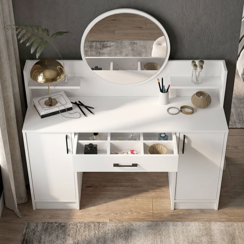 Talos Megapap melamine dressing table in white color 135x40x144.2cm.