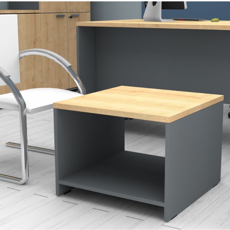 Venturo Megapap melamine office coffee table in anthracite - oak color 60x60x45cm.