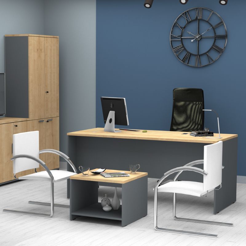 Venturo Megapap melamine office coffee table in anthracite - oak color 60x60x45cm.