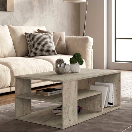 Τραπεζάκι σαλονιού Abdera Megapap χρώμα travertine 110x60x42εκ.