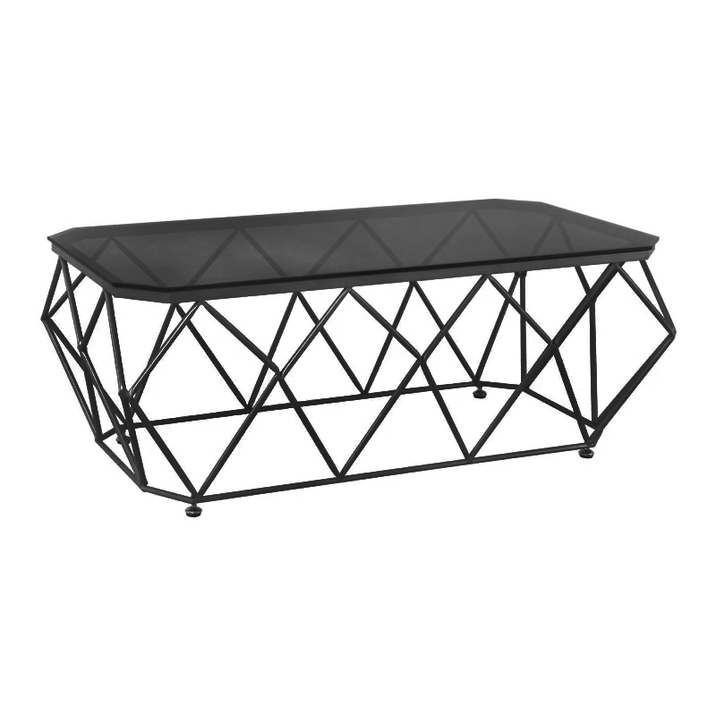 ACTON Coffee Table 123x63 Metal Black/Glass Smoke