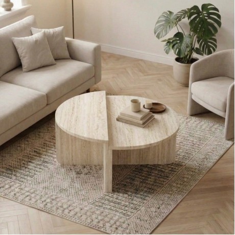 Aloeva Megapap melamine coffee table in travertine color Ø90x37cm.