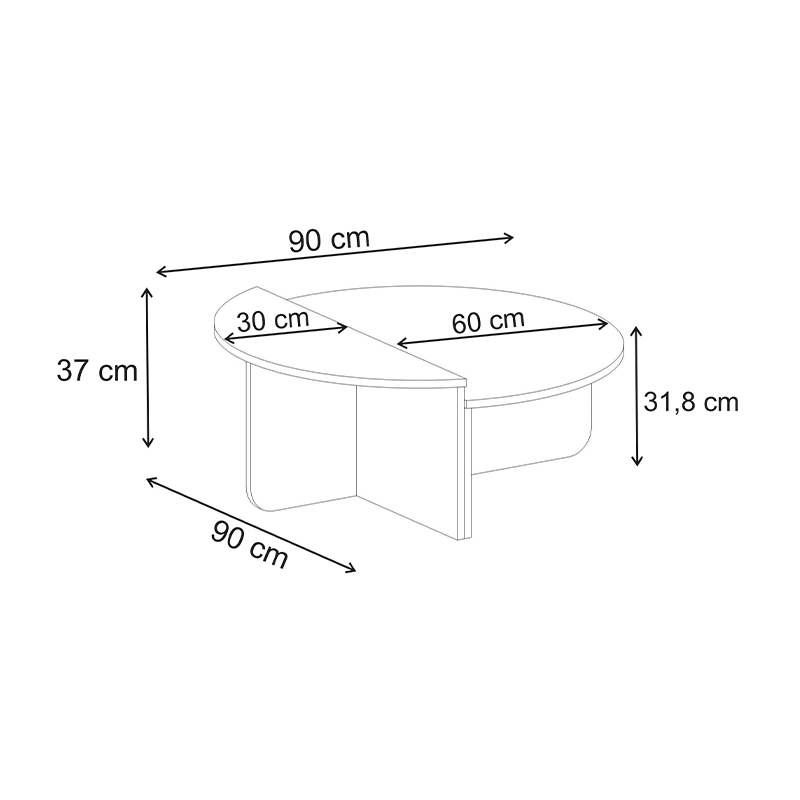 Aloeva Megapap melamine coffee table in travertine color Ø90x37cm.