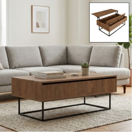 Amedeo Megapap melamine coffee table in walnut color 120x60x43cm.