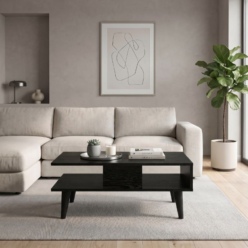 Andros Megapap melamine coffee table in sencron black color 90x54x39,6cm.