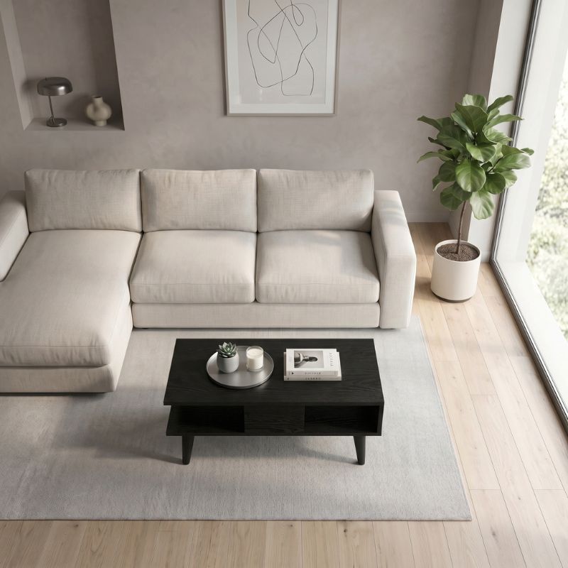 Andros Megapap melamine coffee table in sencron black color 90x54x39,6cm.