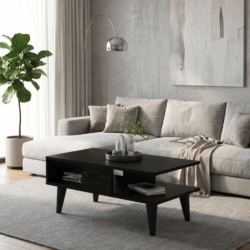 Andros Megapap melamine coffee table in sencron black color 90x54x39,6cm.