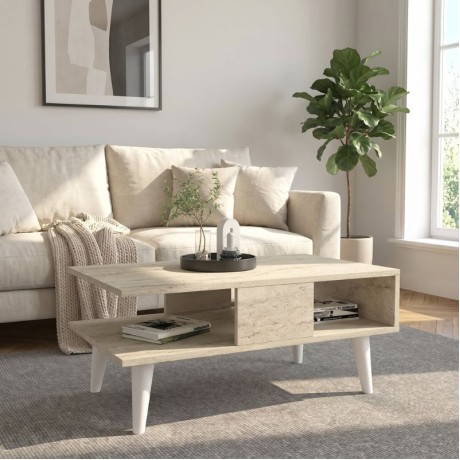 Τραπεζάκι σαλονιού Andros Megapap χρώμα travertine 90x54x39,6εκ.