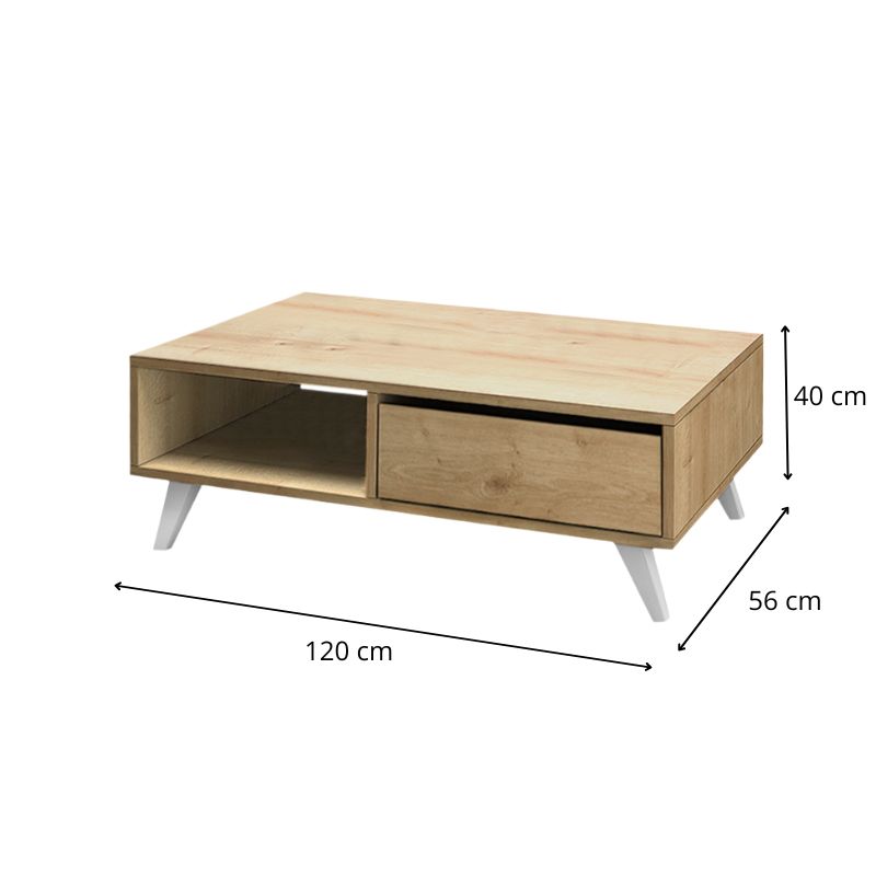 Aster Megapap melamine coffee table in sonoma color 120x56x40cm.