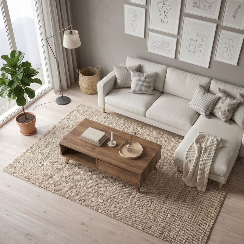 Aster Megapap melamine coffee table in walnut color 120x56x40cm.