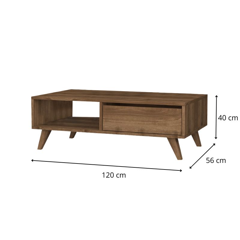 Aster Megapap melamine coffee table in walnut color 120x56x40cm.