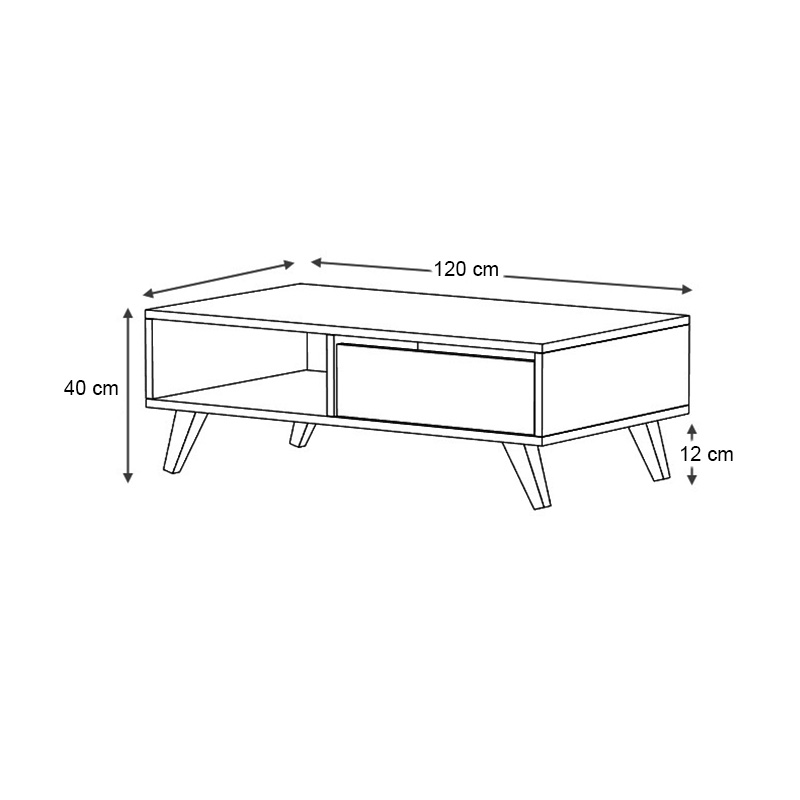 Aster Megapap melamine coffee table in walnut color 120x56x40cm.