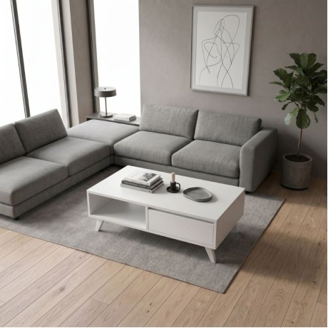 Τραπεζάκι σαλονιού Aster Megapap χρώμα λευκό 120x56x40εκ.