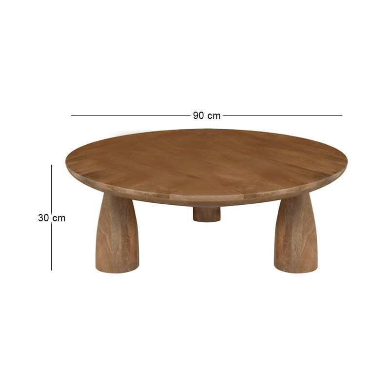 AZTEC Round Coffee Table D.90cm, Mango Smoke Walnut