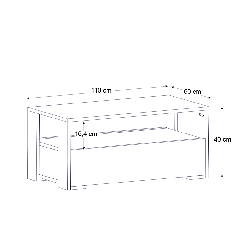 Τραπεζάκι σαλονιού Balina Megapap χρώμα λευκό 110x60x40εκ.
