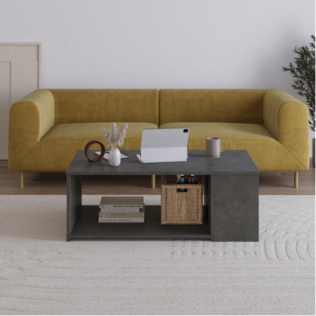 Τραπεζάκι σαλονιού Berg Megapap χρώμα γκρι ρετρό 110x60x40εκ.