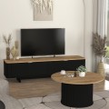 Bohema Megapap melamine coffee table in black - sepet oak Ø85x43,2cm.