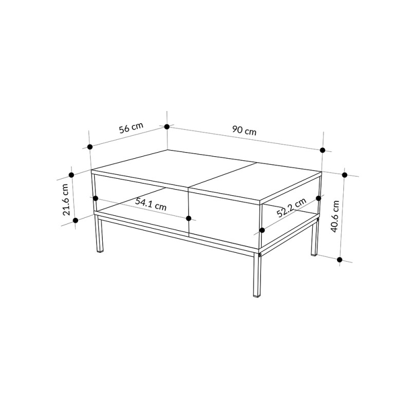 Cailin Megapap melamine coffee table in sandstone - sepet oak color 90x56x40.6cm.