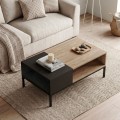 Cailin Megapap melamine coffee table in sepet oak - black wood color 90x56x40.6cm.