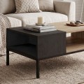 Cailin Megapap melamine coffee table in sepet oak - black wood color 90x56x40.6cm.