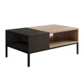 Cailin Megapap melamine coffee table in sepet oak - black wood color 90x56x40.6cm.