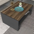Chester Megapap melamine coffee table in anthracite - walnut color 93,6x60x40cm.