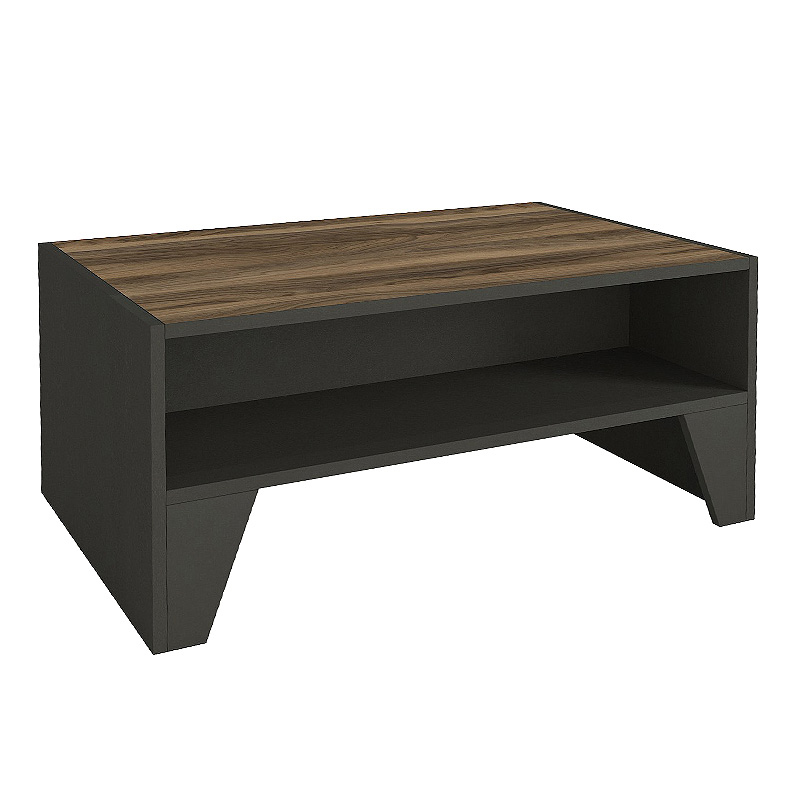 Chester Megapap melamine coffee table in anthracite - walnut color 93,6x60x40cm.