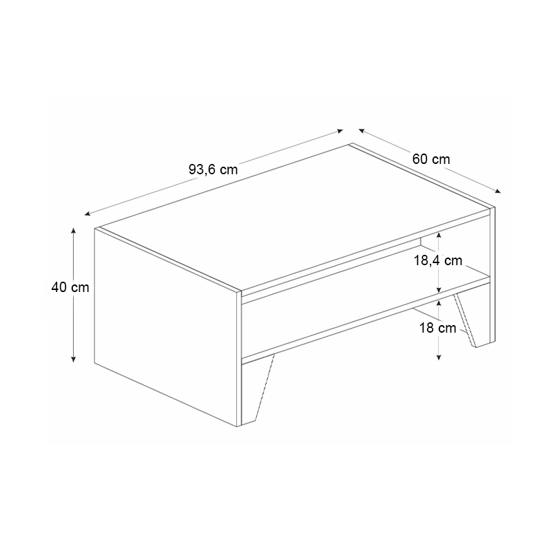Chester Megapap melamine coffee table in anthracite - walnut color 93,6x60x40cm.