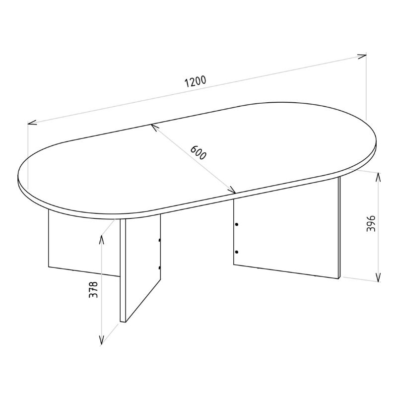 Cortado Megapap melamine coffee table in sencron black color 120x60x39.6cm.