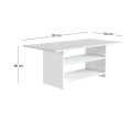 Dallas Megapap melamine coffee table in white color 90x50x60cm.