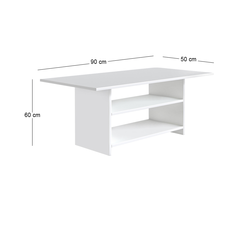 Dallas Megapap melamine coffee table in white color 90x50x60cm.