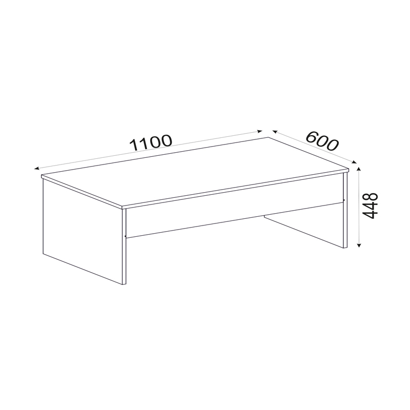 Devon Megapap coffee table with melamine polymorphic in walnut color 110x60x44,8cm.