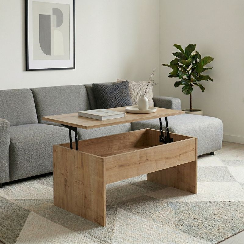 Devon Megapap coffee table with melamine polymorphic in sapphire oak color 110x60x44,8cm.