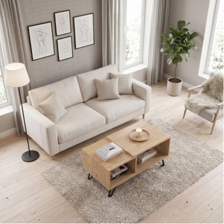 Don Megapap melamine coffee table in sonoma color 90x55x44cm.