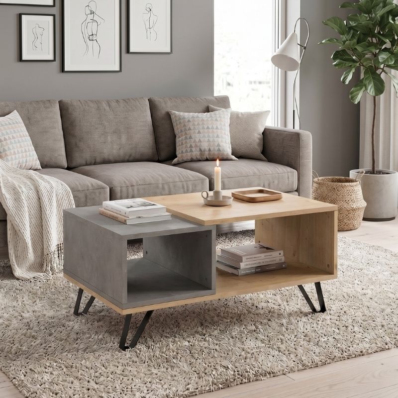 Don Megapap melamine coffee table in sonoma - anthracite color 90x55x44cm.