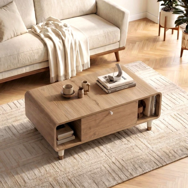 Doro Megapap melamine coffee table in sepet oak color 100x60x34.6cm.